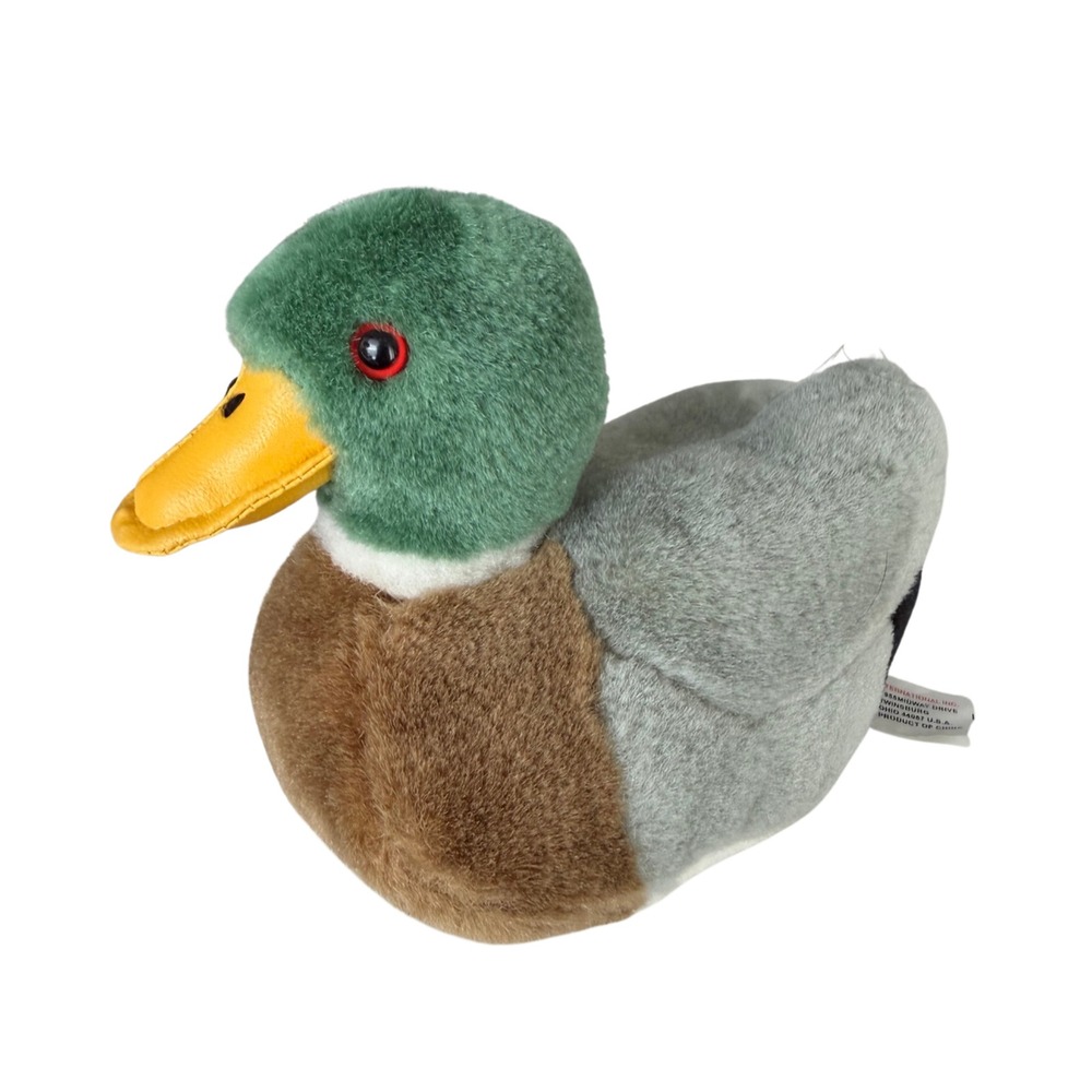 Quacking Mallard Duck Plush Stuffed Squeeze Animal Bird Green Brown Hunting - Picture 2 of 7